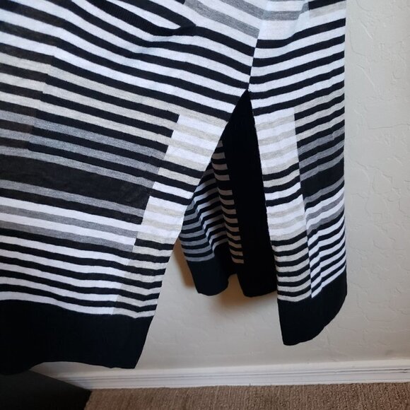 VINCE Striped Intarsia Open Front Longline Merino Wool Cardigan Multi Women's XS - Picture 5 of 10